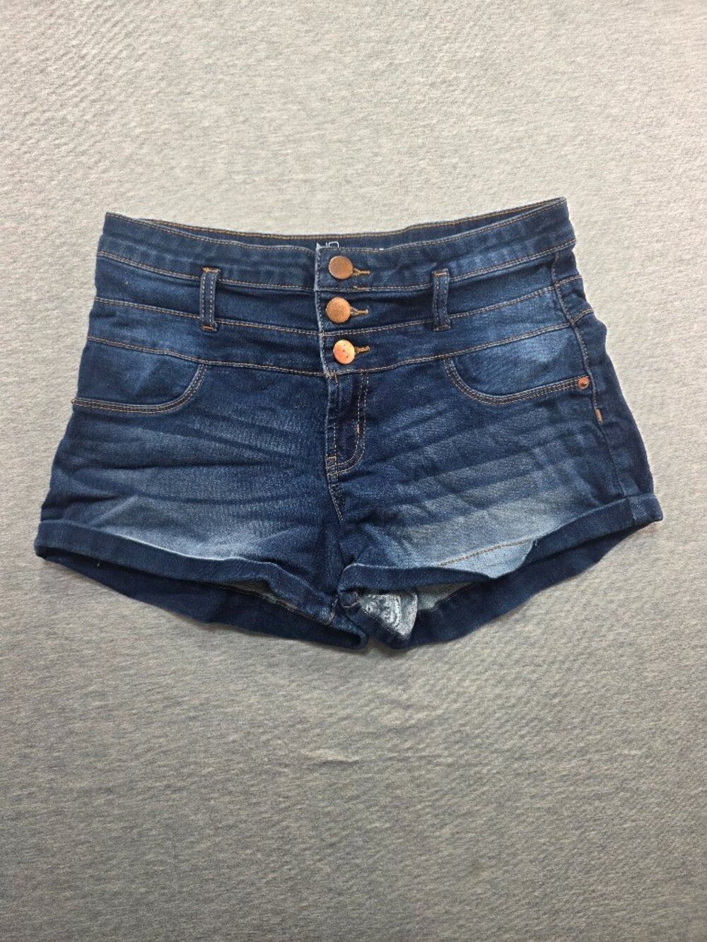 NOBO Mid Rise Denim Shorts Dark Wash Exposed Button Fly Size 11